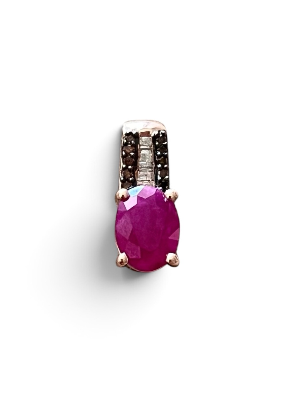 Oval Faceted Ruby Black Spinel Rose Gold Over Sterling Silver Pendant